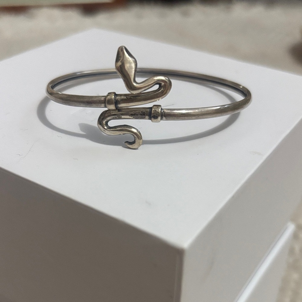 Sterling Silver Snake Cuff Bangle Bracelet 7.5” Flexible Marked 925